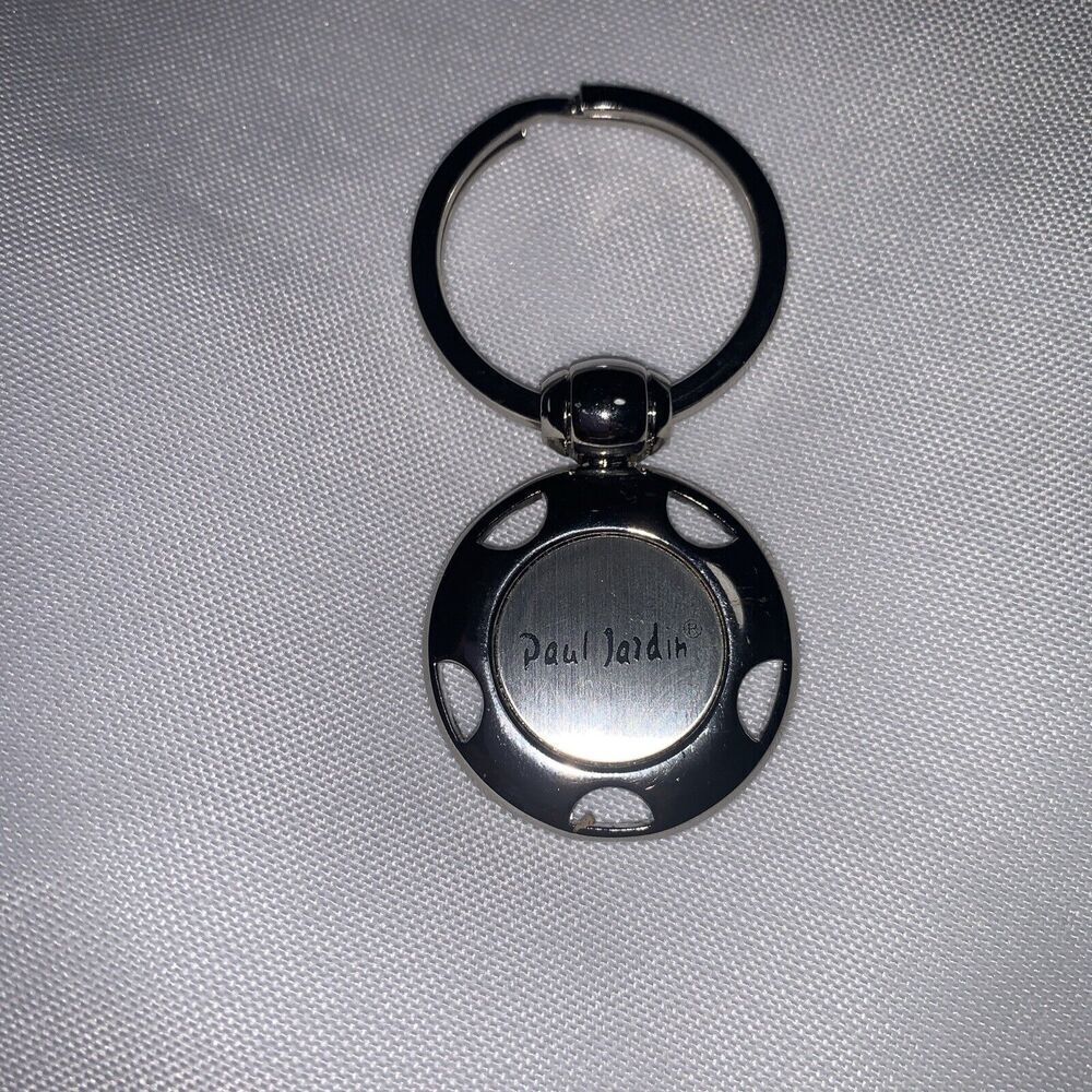 Paul Jardin Keychain Designer Logo Keyring Silver tone Metal Key